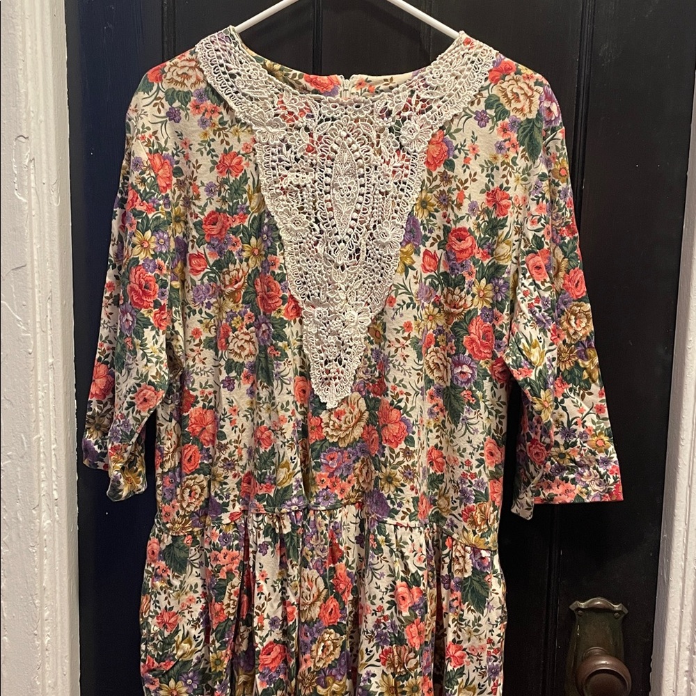 Vintage Midi / Maxi Dress with Lace